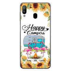Custom Personalized Camping Flamingo Phone Case - Happy Campers - For iPhone And Samsung Phone Case - JLDWNZ