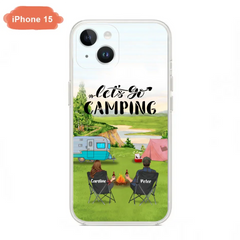 Custom Personalized Camping Phone Case - Couple With Upto 3 Kids And 4 Pets - Gift Idea For Camping Lover - Let's Go Camping - Case For iPhone And Samsung