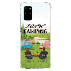 Custom Personalized Camping Phone Case - Couple With Upto 3 Kids And 4 Pets - Gift Idea For Camping Lover - Let's Go Camping - Case For iPhone And Samsung