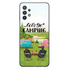 Custom Personalized Camping Phone Case - Couple With Upto 3 Kids And 4 Pets - Gift Idea For Camping Lover - Let's Go Camping - Case For iPhone And Samsung