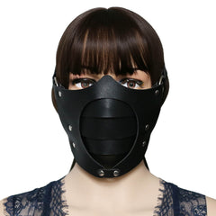Punk Halloween Queen Multi-Layer Leather Face Mask