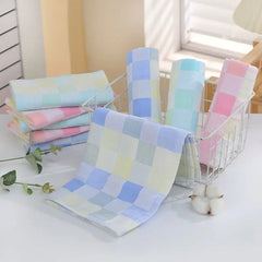 Color Grid Cotton Hand Towel - Super Soft Gauze (1PC)