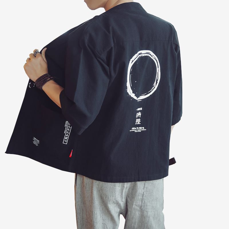 Three-Quarter Sleeve Cardigan in Chinese Tang Style