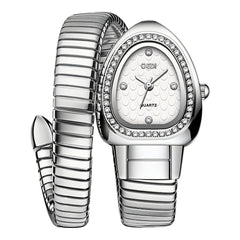 Gosasa Snake Bracelet Watch for Women, Elegant Wrap Around Bangle Wristwatch, Fashion Jewelry Style Quartz Watch, Adjustable Cuff Serpenti Watch for Dress & Gift