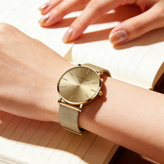 HANNAH MARTIN Watches for Women Analog Women's Watch with Stainless Steel Expansion Band Minimalist Slim Dial 30M Waterproof Ladies Dress Wristwatch for Casual Daily Business