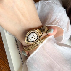 Gosasa Snake Bracelet Watch for Women, Elegant Wrap Around Bangle Wristwatch, Fashion Jewelry Style Quartz Watch, Adjustable Cuff Serpenti Watch for Dress & Gift