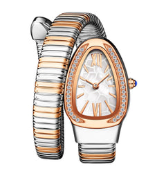 Gosasa Snake Bracelet Watch for Women, Elegant Wrap Around Bangle Wristwatch, Fashion Jewelry Style Quartz Watch, Adjustable Cuff Serpenti Watch for Dress & Gift