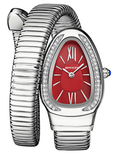 Gosasa Snake Bracelet Watch for Women, Elegant Wrap Around Bangle Wristwatch, Fashion Jewelry Style Quartz Watch, Adjustable Cuff Serpenti Watch for Dress & Gift