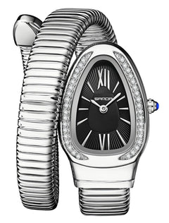 Gosasa Snake Bracelet Watch for Women, Elegant Wrap Around Bangle Wristwatch, Fashion Jewelry Style Quartz Watch, Adjustable Cuff Serpenti Watch for Dress & Gift