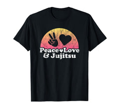 Peace Love And Jujitsu Jiu Jitsu T-Shirt - Fun Novelty Design for Adults