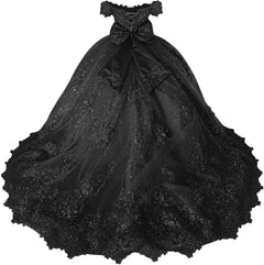 Girls Pageant Dress - Lace Crystal Off Shoulder Ball Gown | AURORE LUXURE