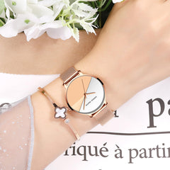 HANNAH MARTIN Watches for Women Analog Women's Watch with Stainless Steel Expansion Band Minimalist Slim Dial 30M Waterproof Ladies Dress Wristwatch for Casual Daily Business