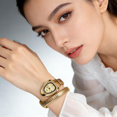 Gosasa Snake Bracelet Watch for Women, Elegant Wrap Around Bangle Wristwatch, Fashion Jewelry Style Quartz Watch, Adjustable Cuff Serpenti Watch for Dress & Gift