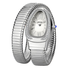 Gosasa Snake Bracelet Watch for Women, Elegant Wrap Around Bangle Wristwatch, Fashion Jewelry Style Quartz Watch, Adjustable Cuff Serpenti Watch for Dress & Gift