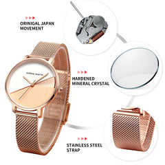HANNAH MARTIN Watches for Women Analog Women's Watch with Stainless Steel Expansion Band Minimalist Slim Dial 30M Waterproof Ladies Dress Wristwatch for Casual Daily Business
