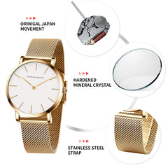 HANNAH MARTIN Watches for Women Analog Women's Watch with Stainless Steel Expansion Band Minimalist Slim Dial 30M Waterproof Ladies Dress Wristwatch for Casual Daily Business