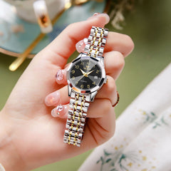 OLEVS Womens Watch Fashion Dress Diamond Female Watches for Ladies Analog Quartz Stainless Steel Waterproof Luminous Day Date Two Tone Wristwatch