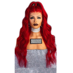 Chemical Fiber Red Lace Wig Long Curly Hair