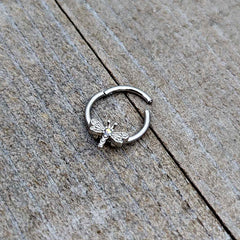 16G 3/8 Aurora Gem Dragonfly Flying Hinged Segment Ring
