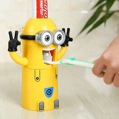 Minions Toothbrush Holder and Toothpaste Dispenser Set