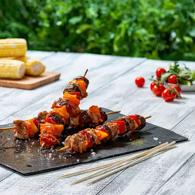 100 Natural Bamboo Skewers for BBQ and Parties