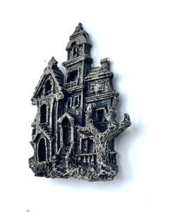 Haunted Mansion Magnet, Hand Painted Resin Sculpture | Gothic Fantasy Decor | Haunted House Magnet for Fantasy and Gothic Decor