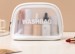 Clear Pink Toiletry Bag for Travel Essentials Organizer