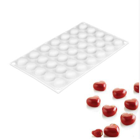 Silicone Mold for 35 Mini Heart Mousse Cakes