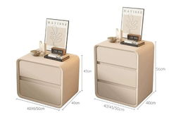 Modern Minimalist Wooden Nightstand in Cream White