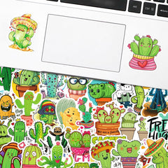 50 PCS Original Small Fresh Cactus Stickers Set