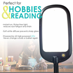 26"H Slim Design LED Bright Reader Natural Daylight Full Spectrum Desk Lamp Black