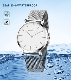 HANNAH MARTIN Watches for Women Analog Women's Watch with Stainless Steel Expansion Band Minimalist Slim Dial 30M Waterproof Ladies Dress Wristwatch for Casual Daily Business