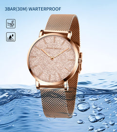 HANNAH MARTIN Watches for Women Analog Women's Watch with Stainless Steel Expansion Band Minimalist Slim Dial 30M Waterproof Ladies Dress Wristwatch for Casual Daily Business