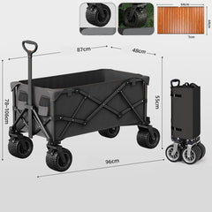 Foldable Camping Cart with Table, Heavy Duty Pull Wagon