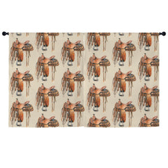 Saddle Print Window Curtain Drapes 52"x63" Made in America