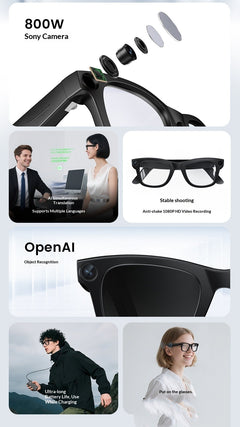AI 800MP Smart Glasses with Camera