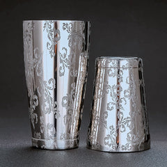 304 stainless steel etched pattern bright light Boston bartender bar two section bartender