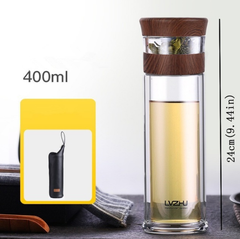 Green Pearl Double Layer Glass Tea Infuser Cup
