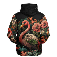 Flamingo Black Elegant Floral Hoodie