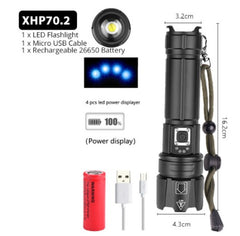 Rechargeable USB Flashlight with Power Display