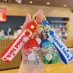 Electroplated Diamond Bear Keychain Hanging Ornament