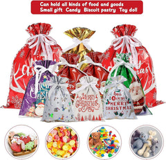 Simple Drawstring Christmas Gift Bag Set