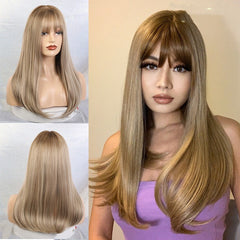 Brown Grey Long Wig