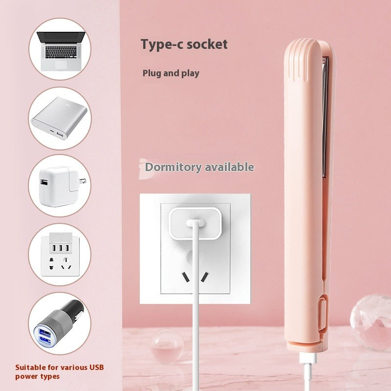 Dual-Use Portable USB Hair Curler & Straightener