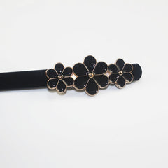 Plum Blossom Buckle Thin PU Belt for Women