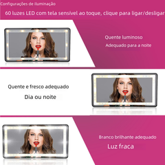 Car Makeup Mirror with LED Light and Adjustable Colors