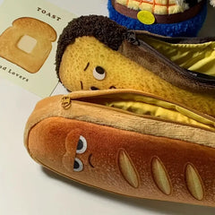 Cute Cartoon Toast Pencil Bag for Students and Gifts