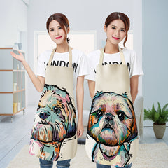 Nordic Polyester Dog Print Apron for Adults