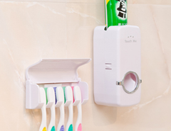 Wall-Mounted Toothpaste Dispenser and Toothbrush Holder