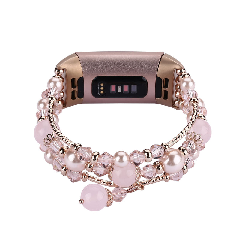 Crystal Agate Elastic Bead Bracelet for Fitbit Charge 5